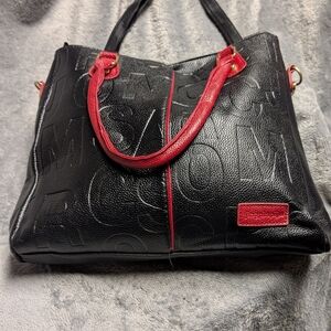 Black Tote with Red Trim and Handles by Unknown Brand
